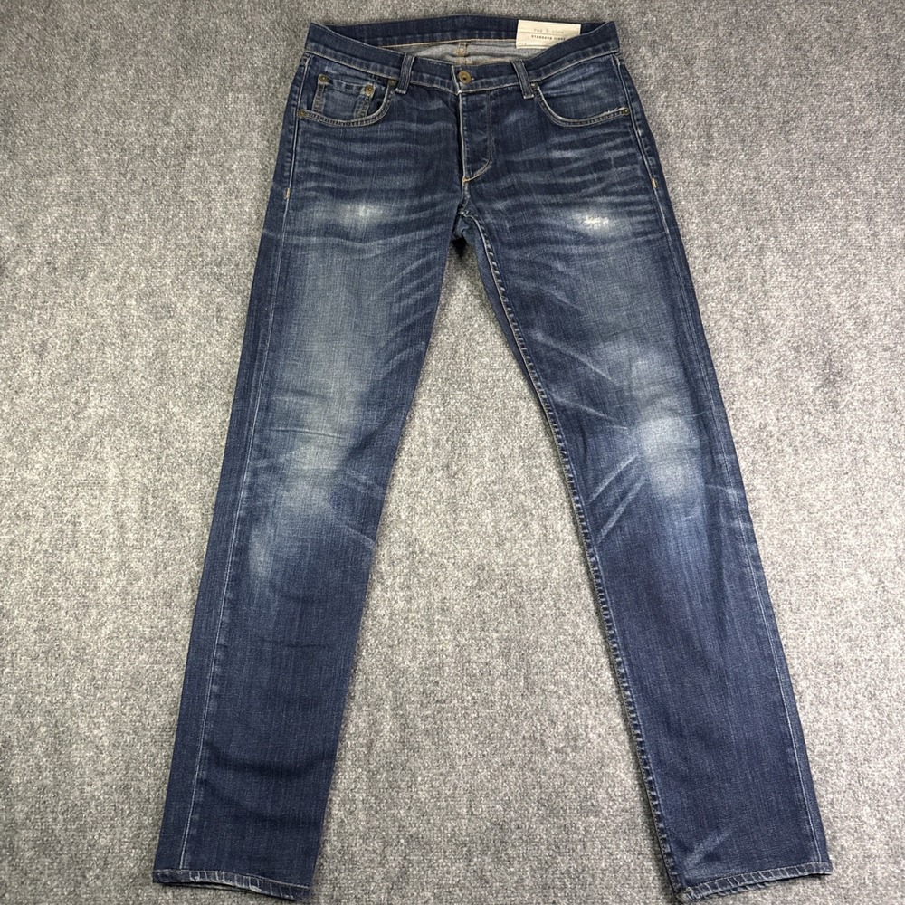 Rag & Bone Fit 2 Jeans Mens 29x30 Blue Slim Standard Issue Denim Button Fly